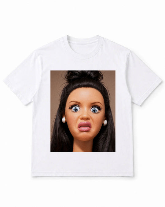 Meme-Puppen-T-Shirt mit lustigem Puppengesicht – 100 % Baumwolle