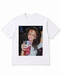 Meme Doll T-Shirt with Party Girl Holding Pink Cocktail – 100% Cotton