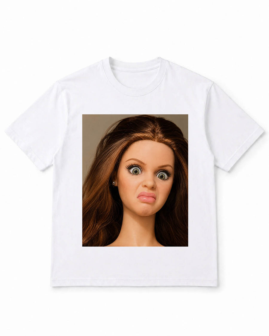 Meme-Puppen-T-Shirt mit lustigem angewidertem Puppenmotiv – 100 % Baumwolle