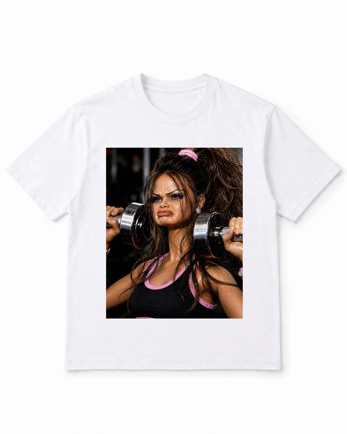 Meme-Puppen-T-Shirt mit kämpfendem Fitnessstudio-Puppengesicht – 100 % Baumwolle