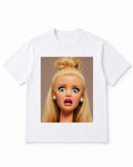 Meme Doll T-Shirt with Shocked Blonde Doll Face – 100% Cotton