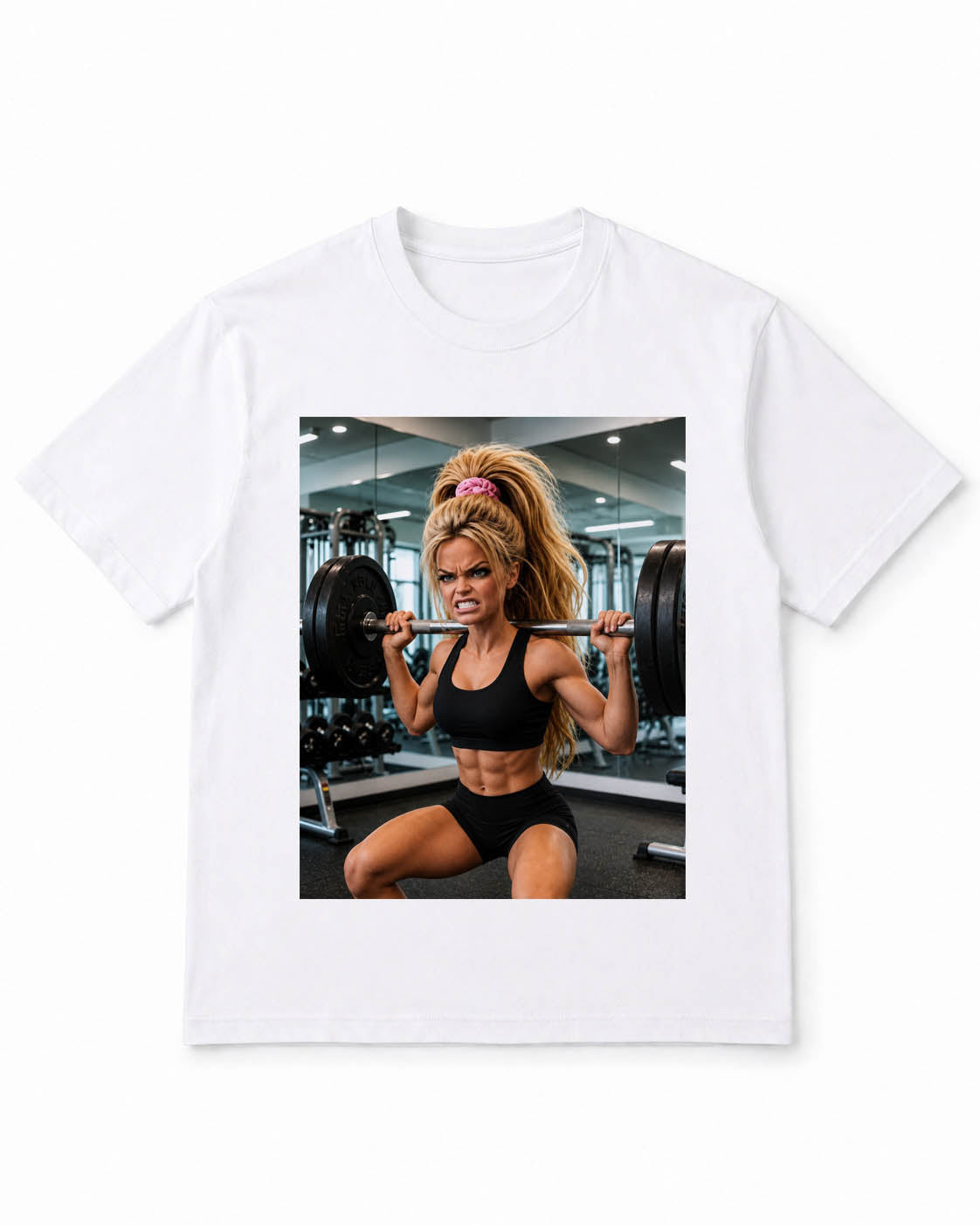 Meme-Puppen-T-Shirt mit furchtlosem Gym-Grind-Gesicht – 100 % Baumwolle