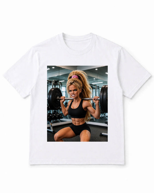 Meme-Puppen-T-Shirt mit furchtlosem Gym-Grind-Gesicht – 100 % Baumwolle