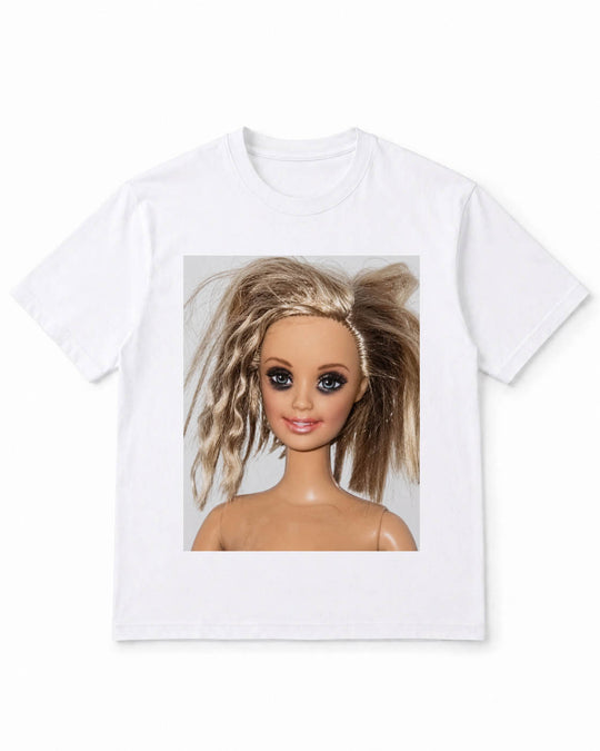 Meme-Puppen-T-Shirt mit „Wilde Haare, egal“-Motiv – 100 % Baumwolle