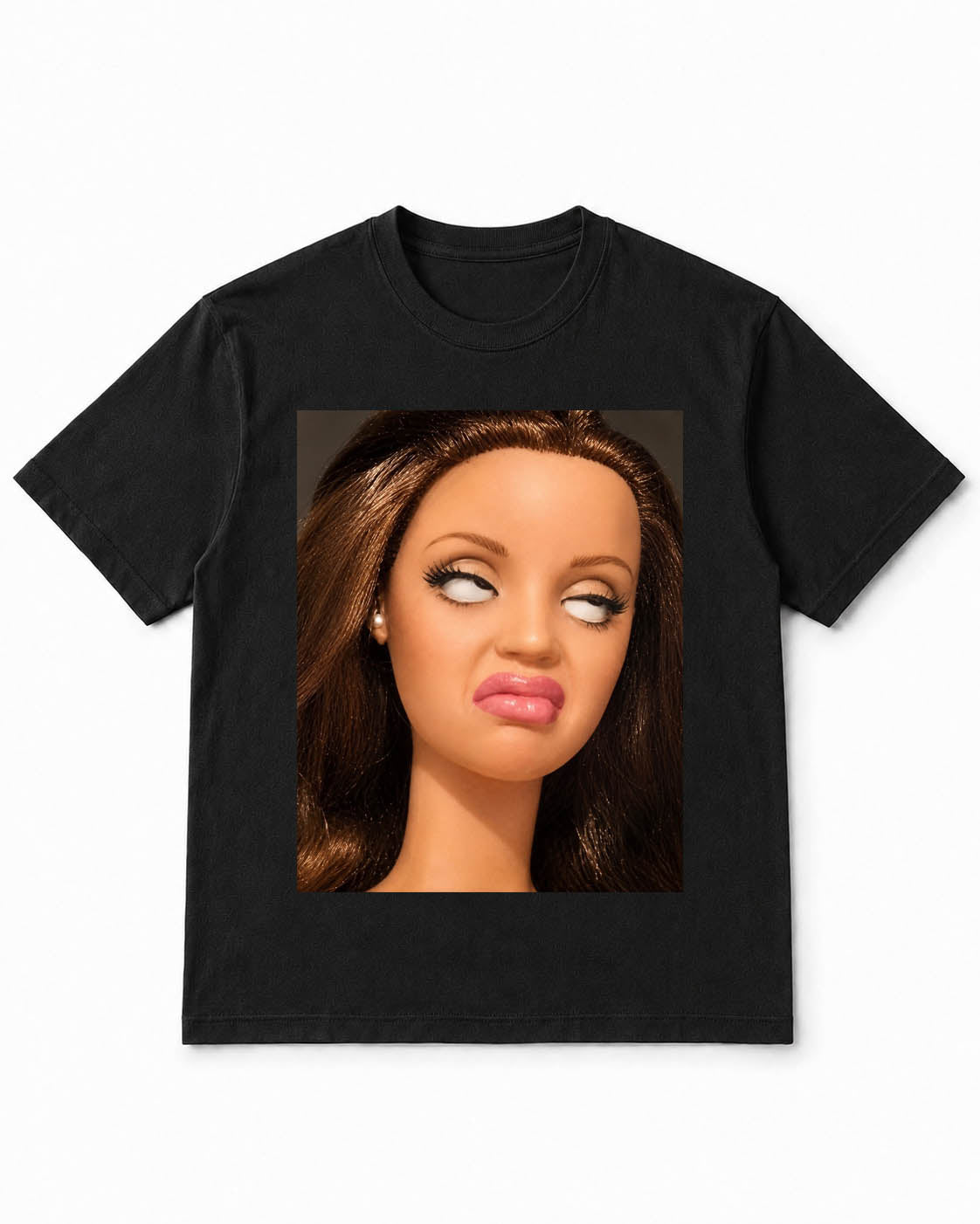 Meme Doll T-Shirt with Epic Side-Eye Expression – 100% Cotton