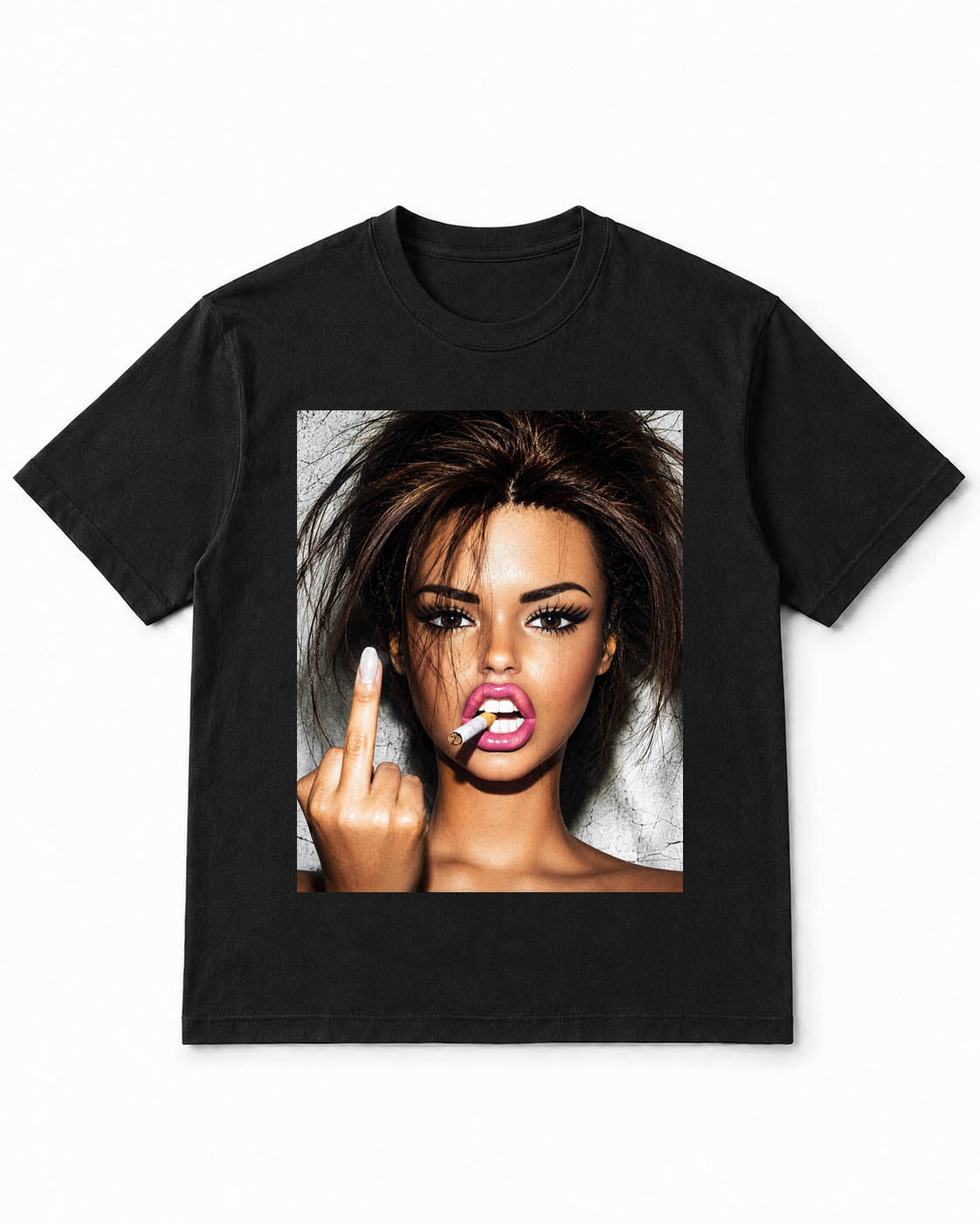 Meme Doll T-Shirt with Smoking Attitude & Bold Gesture – 100% Cotton