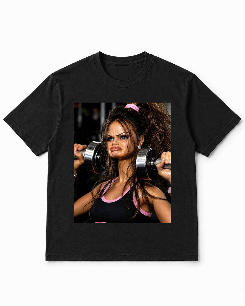 Meme Doll T-Shirt with Gym Struggle Doll Face – 100% Cotton