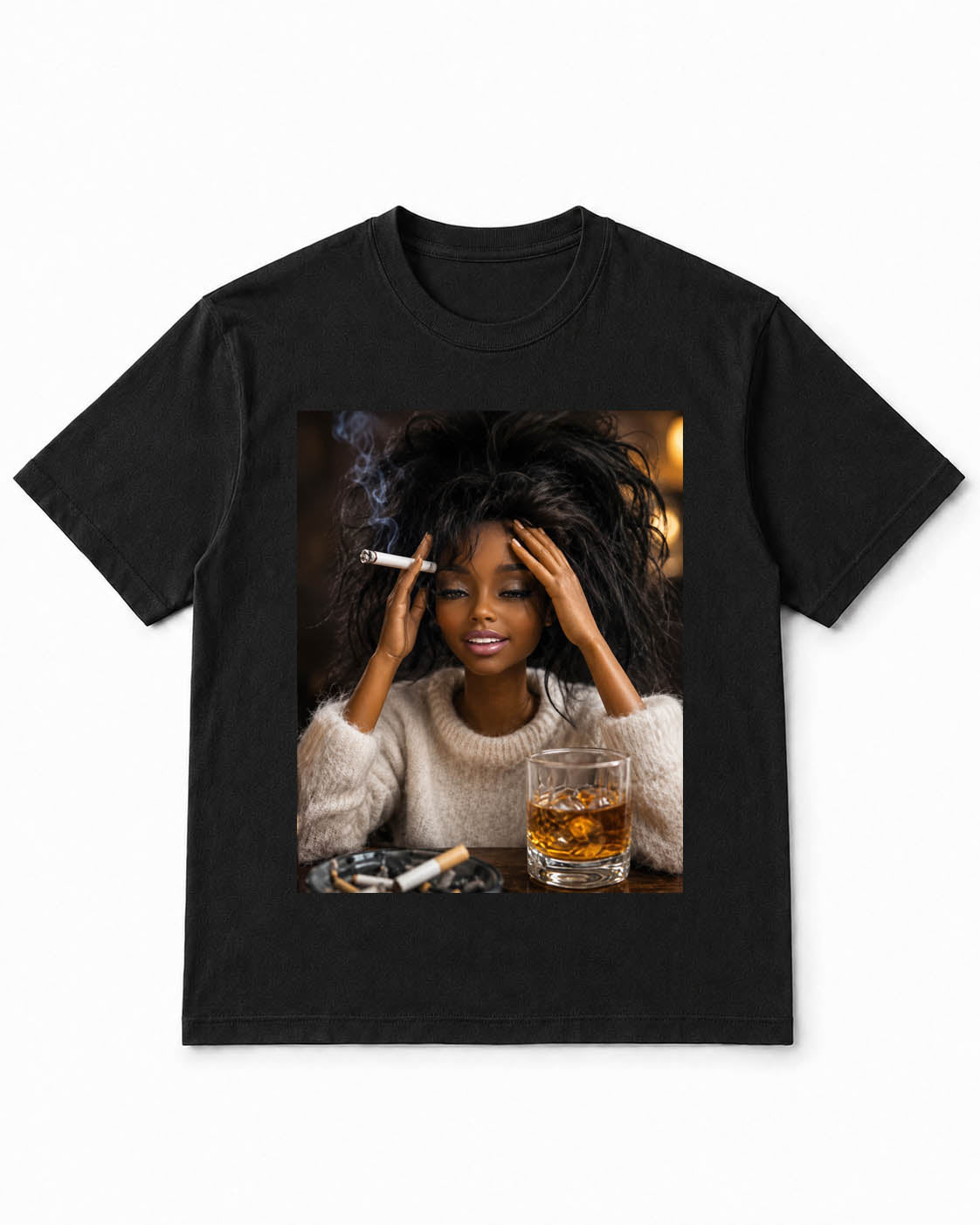 Meme Doll T-Shirt with Unfiltered Whiskey Break Mood – 100% Cotton