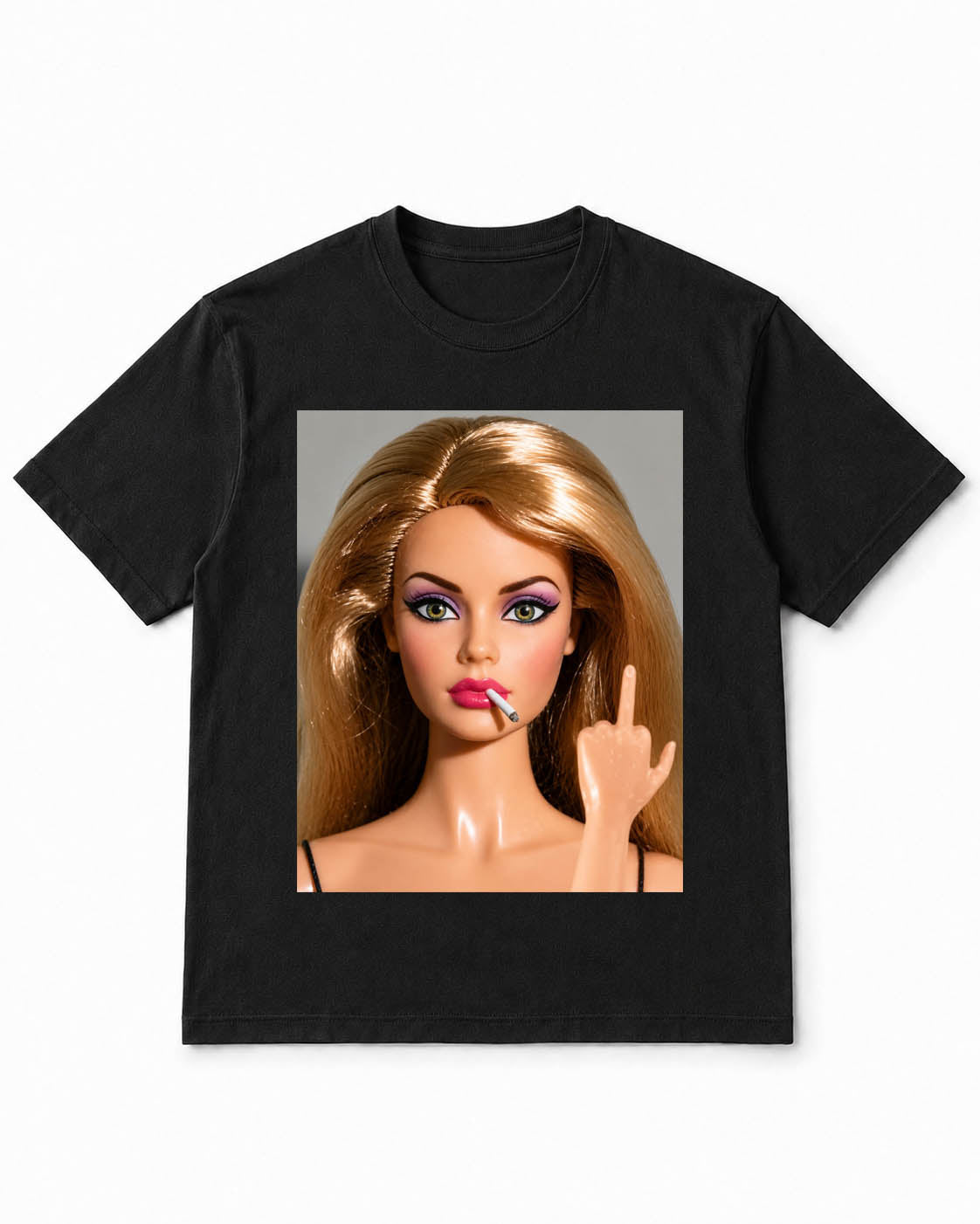 Meme-Puppen-T-Shirt mit rauchender Rebellenpuppen-Attitüde – 100 % Baumwolle