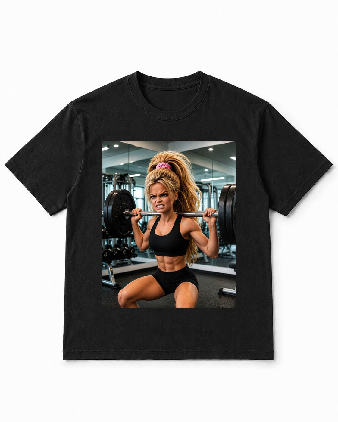 Meme-Puppen-T-Shirt mit furchtlosem Gym-Grind-Gesicht – 100 % Baumwolle