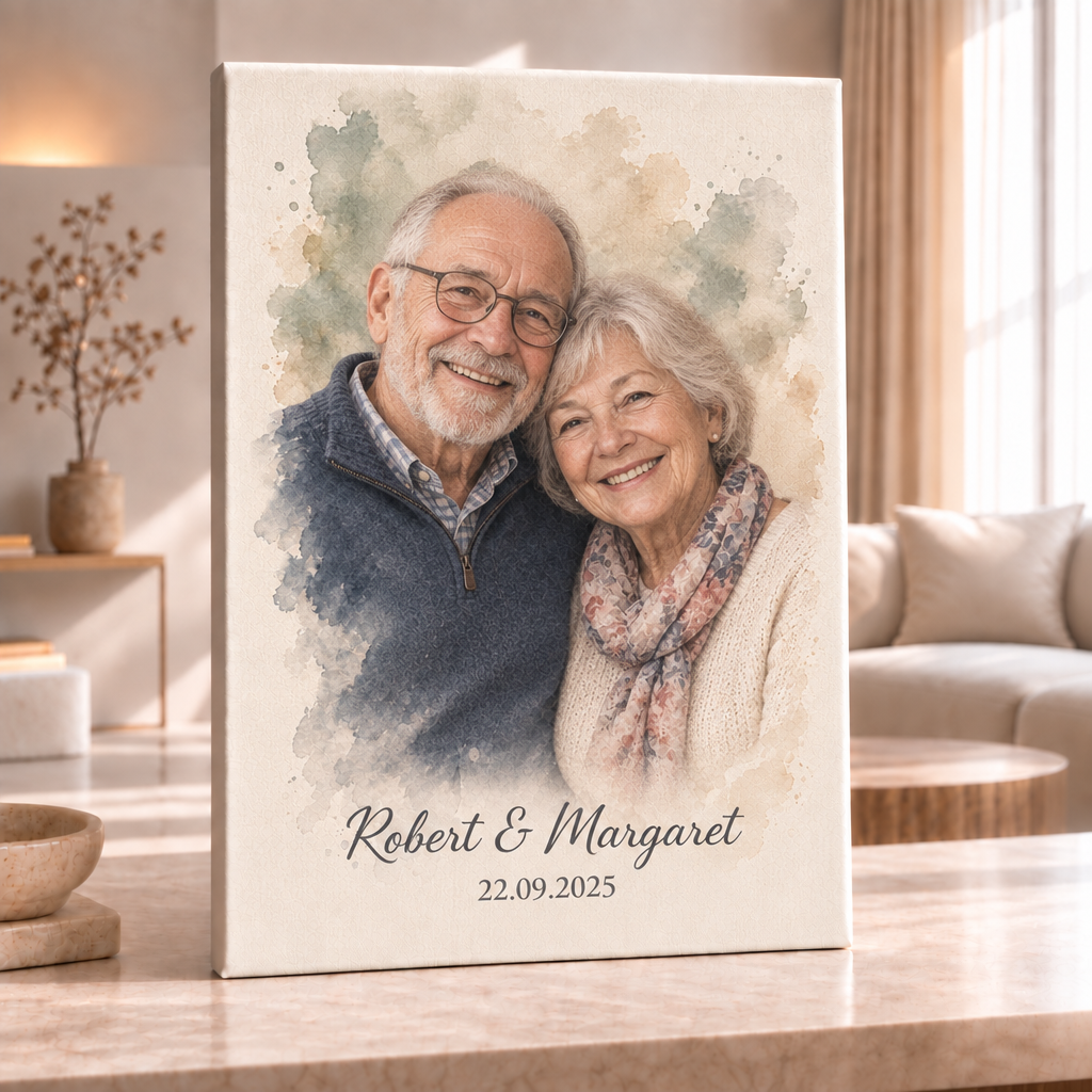 Personalisiertes Paarporträt – Sanfter Pastell-Aquarellstil